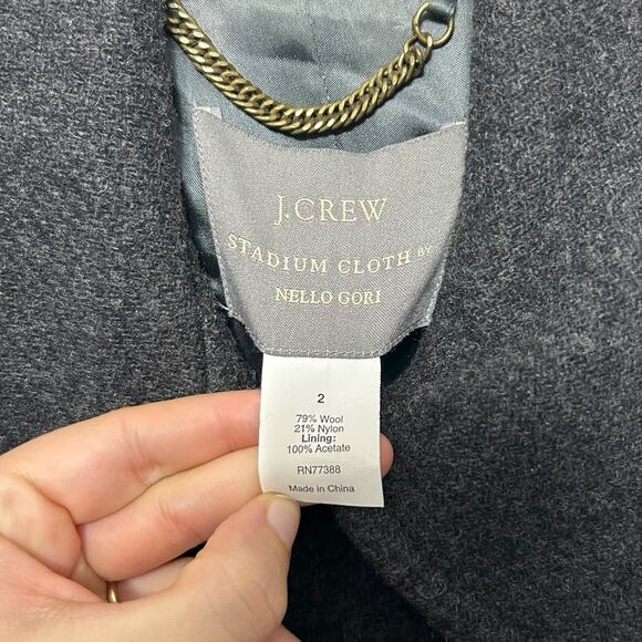 J. Crew Stadium Cloth Nello Gori Peacoat Women's Sz 2 Charcoal Gray Timeless - Picture 3 of 5